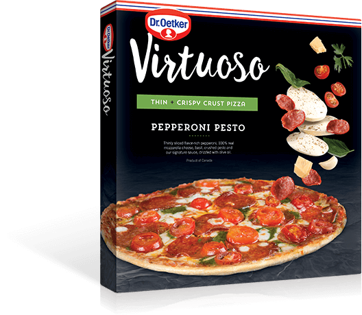 Virtuoso Thin & Crispy Crust Pizza Pepperoni Pesto box image