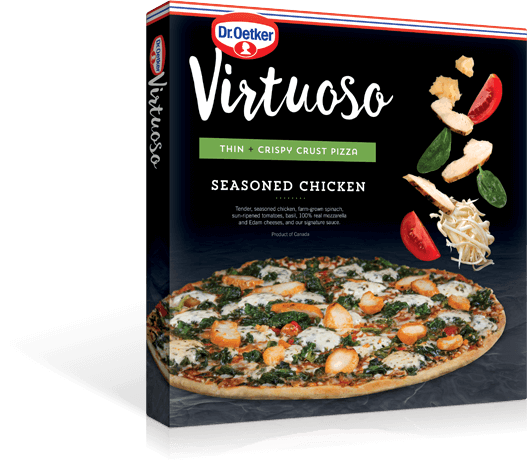 Virtuoso Thin & Crispy Crust Pizza Seasoned Chicken box image